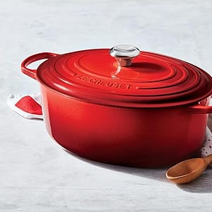 Le Creuset Cocotte en Fonte Émaillée Signature avec Couvercle, 31cm, Ovale, 6,3 L, 5,705 kg, Cerise